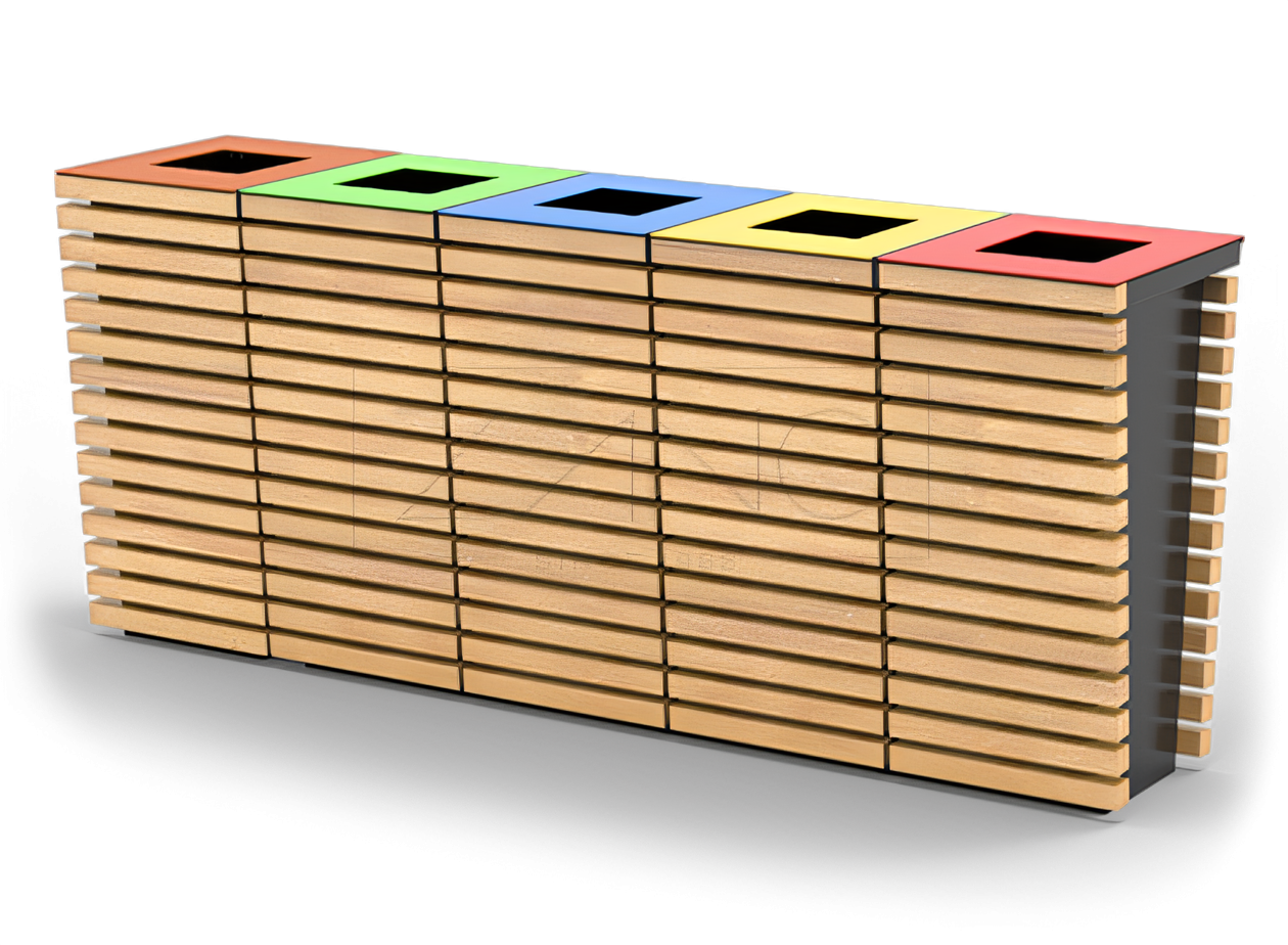 Mustaks värvitud süsinikterasest kiirregeneri prügikast Mustaks värvitud süsinikterasest ja kuusepuidust välgukorv - läbipaistev lakk