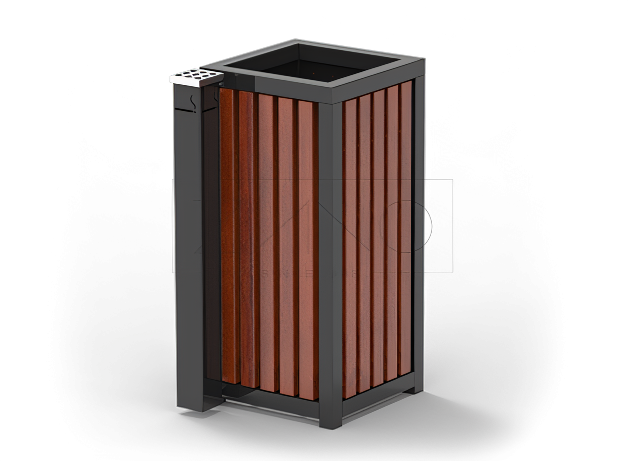 Prügikast siseruumides kasutamiseks terasest prügikast koos eraldi tuhkakausiga