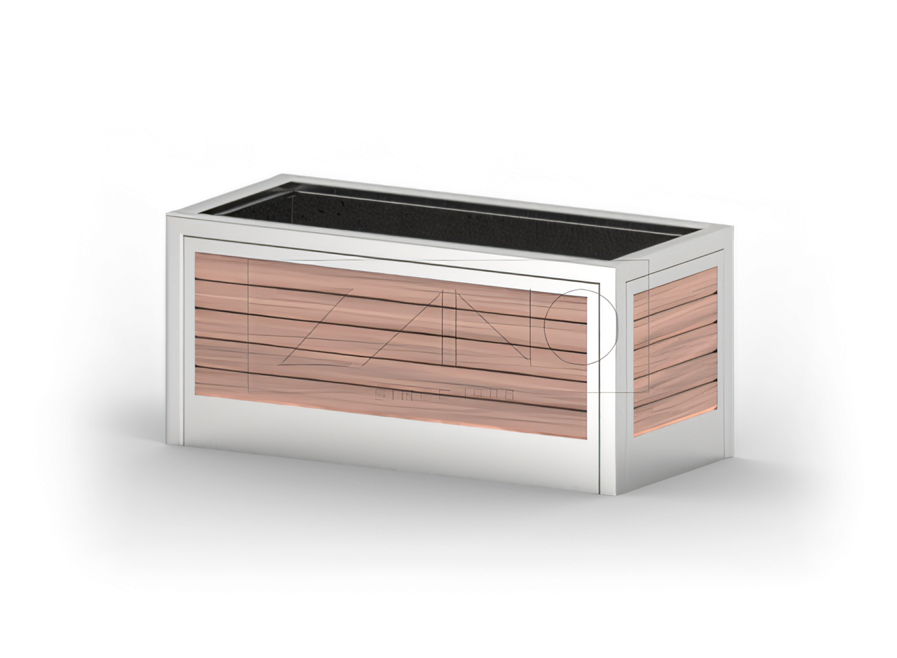 Modernne linnapott roostevabast terasest ja puidust