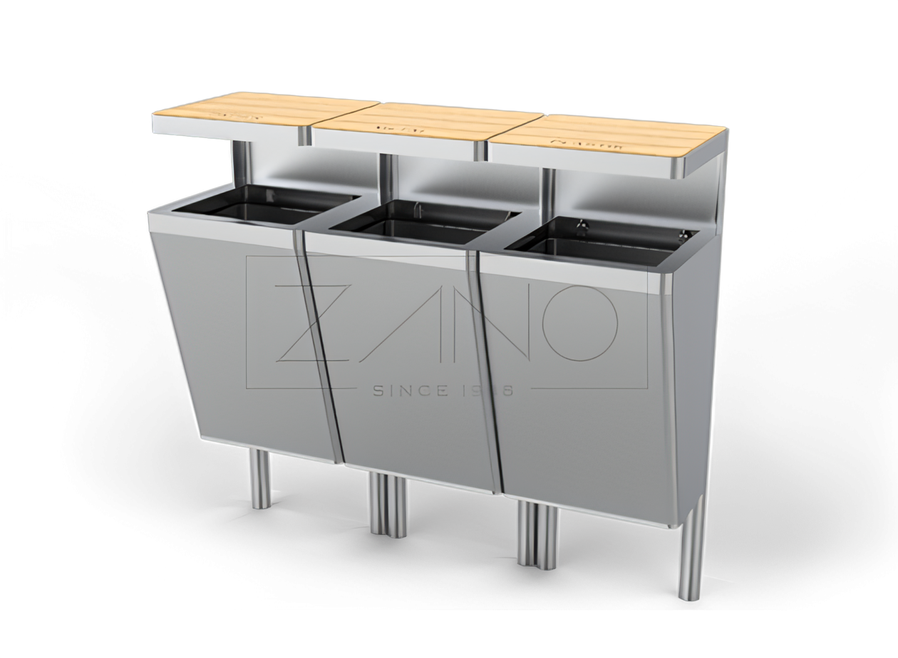 Munitsipaal, park, roostevabast terasest pr&uuml;gikast eraldi j&auml;&auml;tmete jaoks
