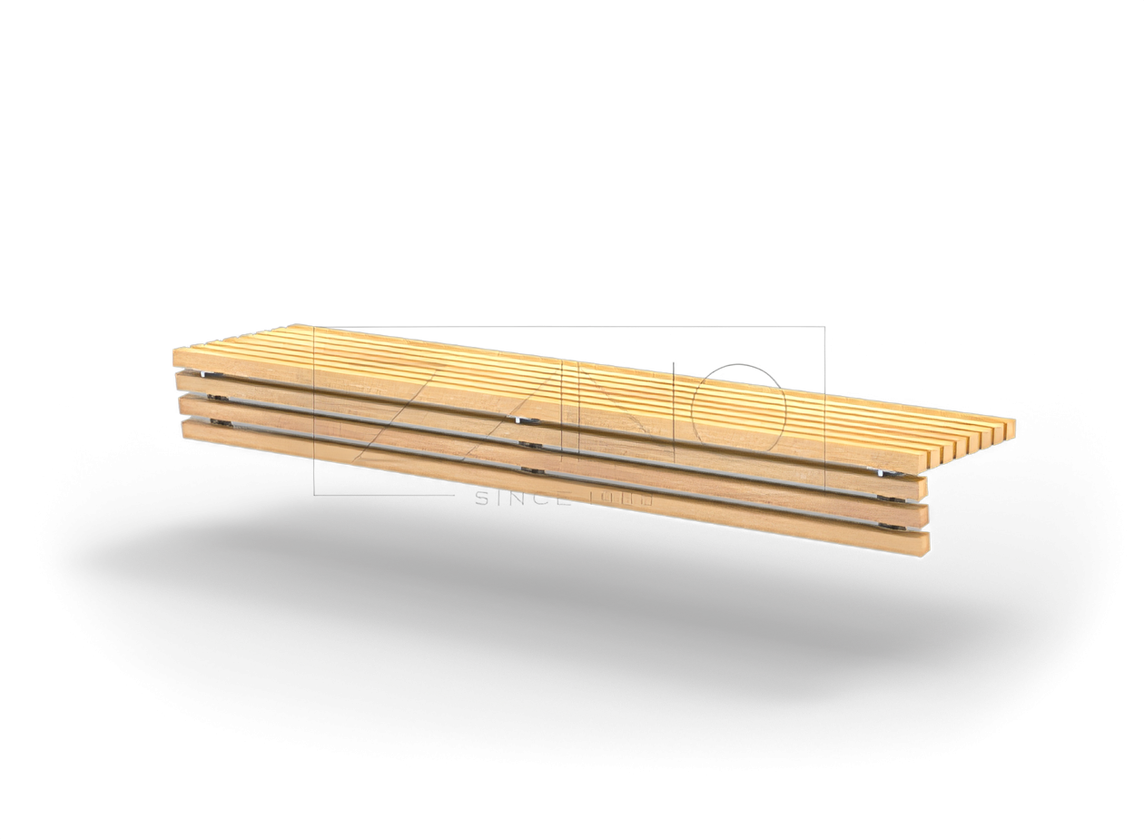 Stiilne linnapink betoonist pjedestaalil Betoonseinale paigutatud pink