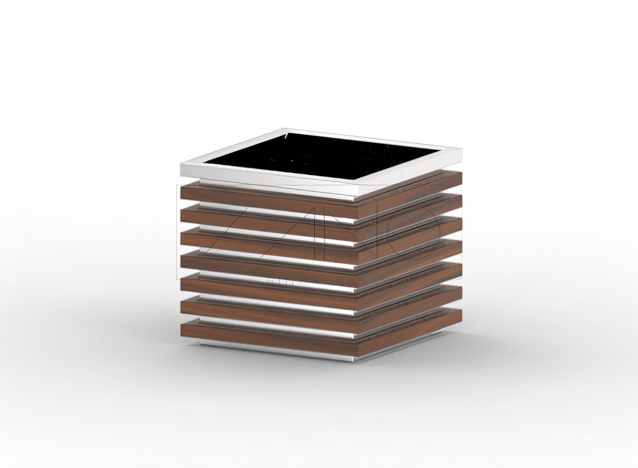 Urban poti roostevabast terasest ja puidust Puidust elementidega teraskann