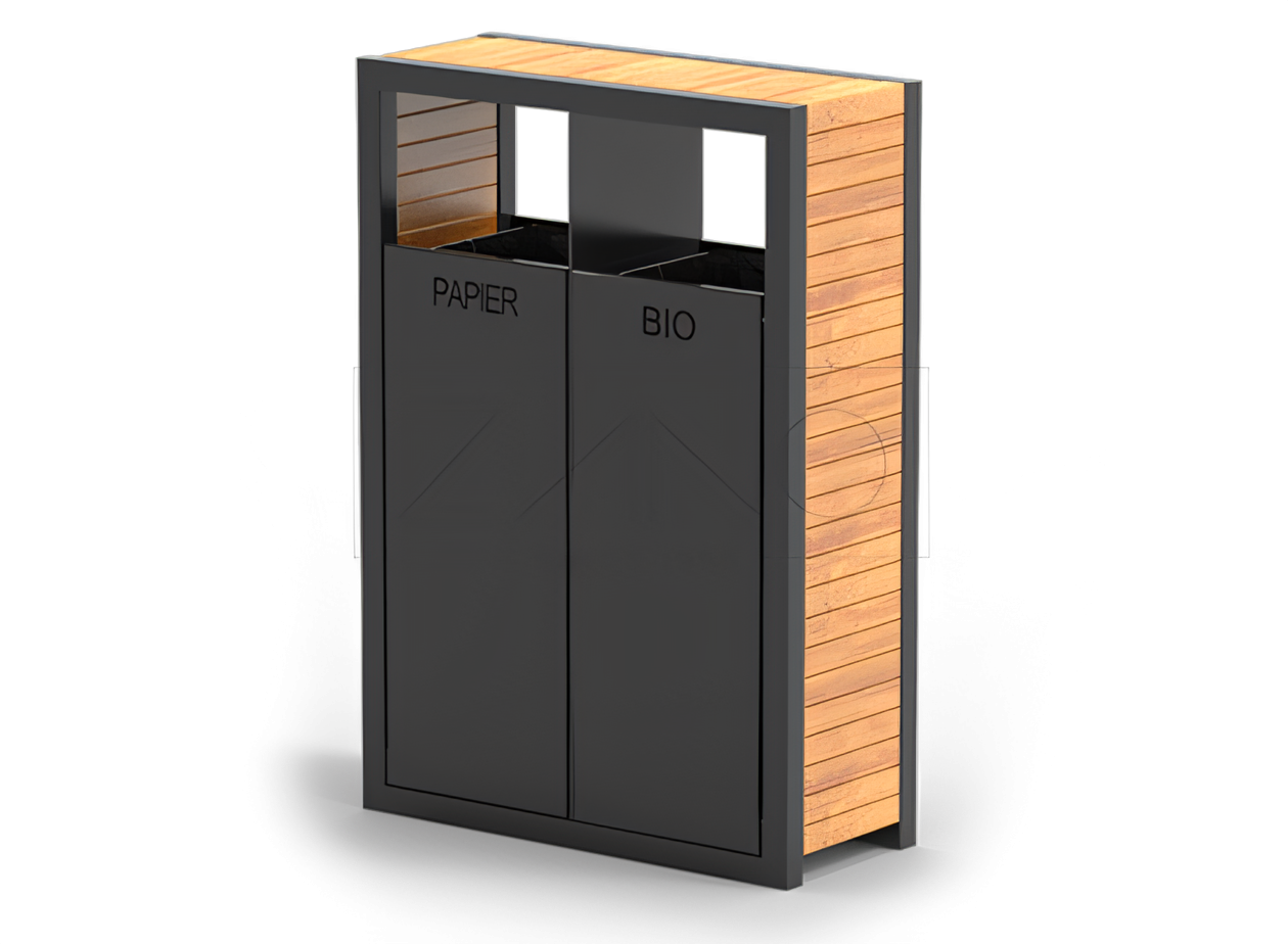 Pavo 15.263 | ringlussevõtu prügikast, kahe kambriaga Pavo on kahe kambriga süsinikterasest ringlussevõtu prügikast