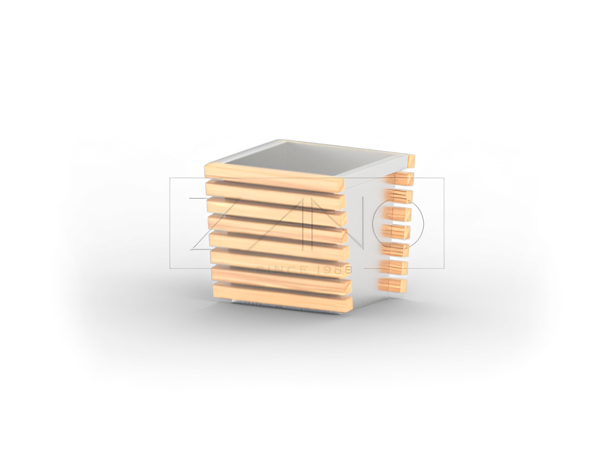 Modernne lillepott roostevabast terasest ja puidust elementidest Modernne lillepott roostevabast terasest ja puidust elementidest