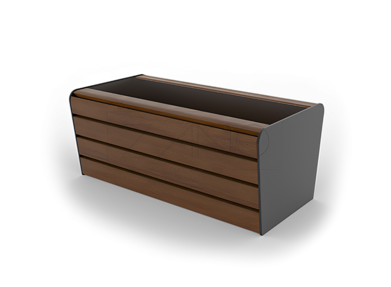 Pehme piklik linnapott süsinikterasest Piklik pott puu või lillede jaoks, mis sobib ideaalselt galeriisse, raudteejaama, lennujaama või turule.