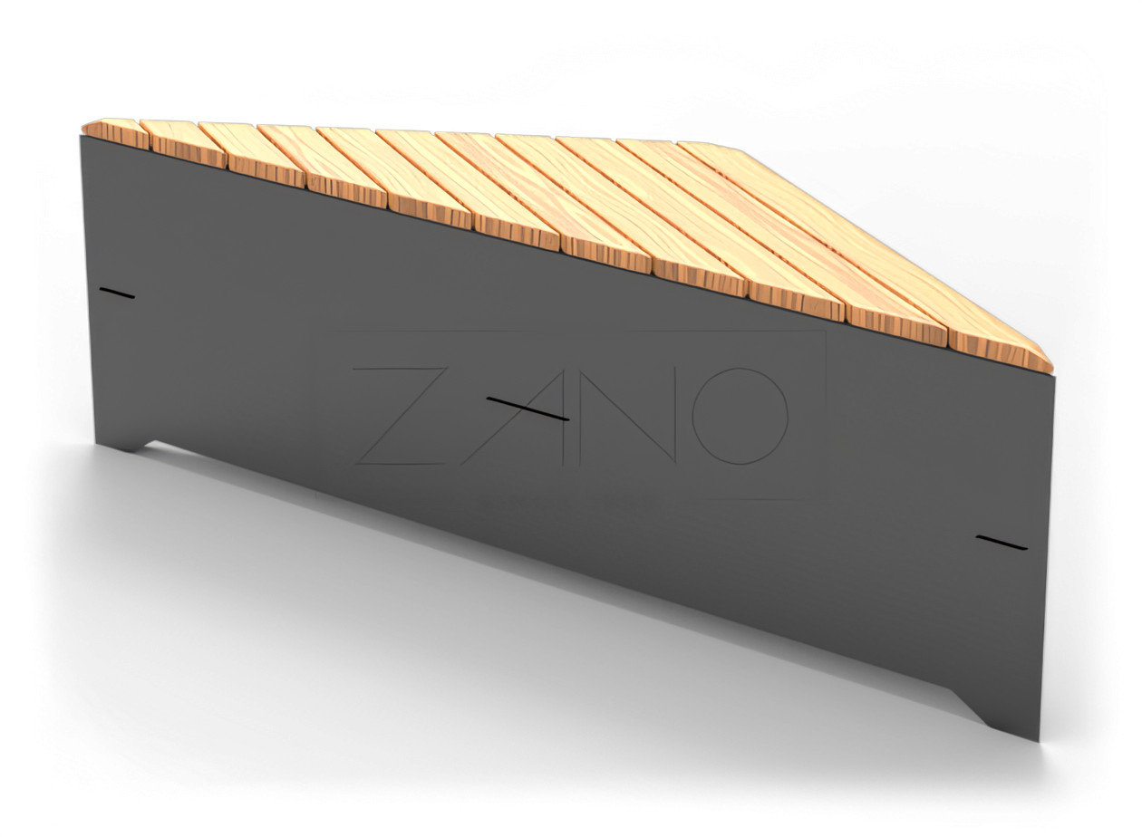 Kaasaegne linnapink mustast terasest ja puidust Kaasaegne linnapink mustast terasest ja puidust