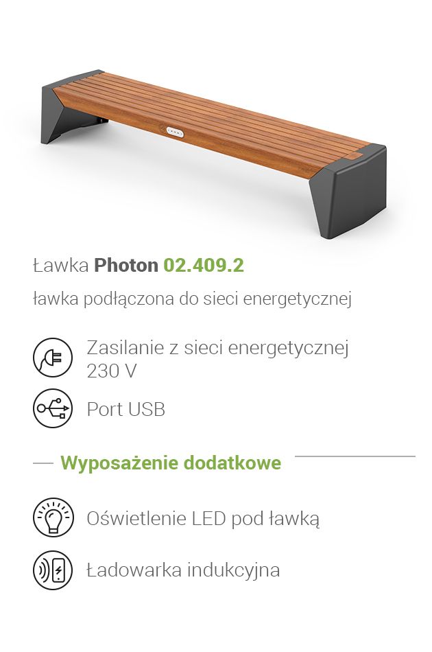 Photon bench 02.409.2 | Võrguvoolutoitega multimeediapink